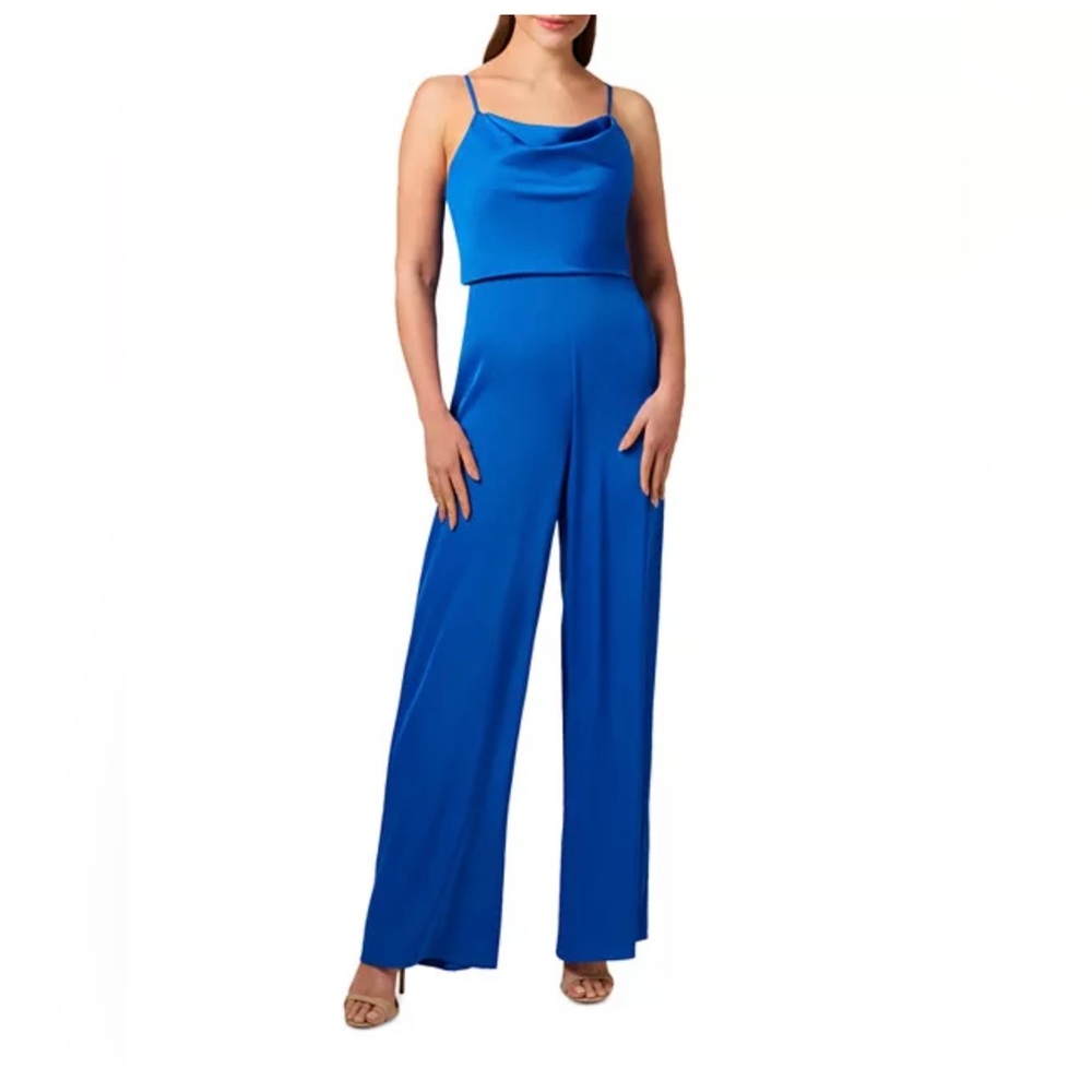 LIV FOSTER Azure Satin Cowl Neck Jumpsuit size 2 brand new. Electric blue